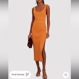 Ronny Kobo Ivana Sleeveless Rib Knit Midi Dress In Orange Size M